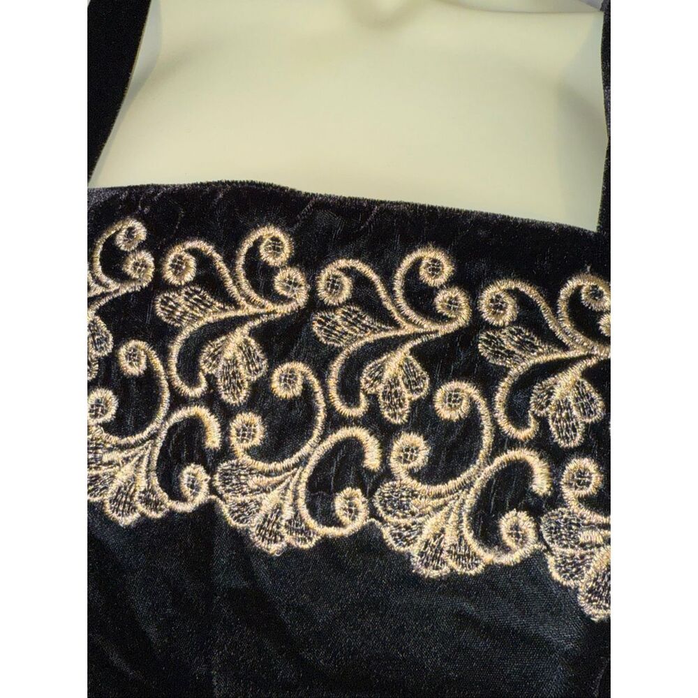 Vintage Lucie Ann II Black Velvet Gold Embroidered Tank Top NWT Size 34 Made in‎ - Picture 4 of 13